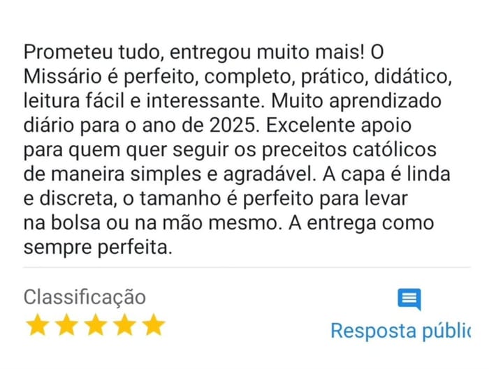 Depoimento de um leitor do Missário